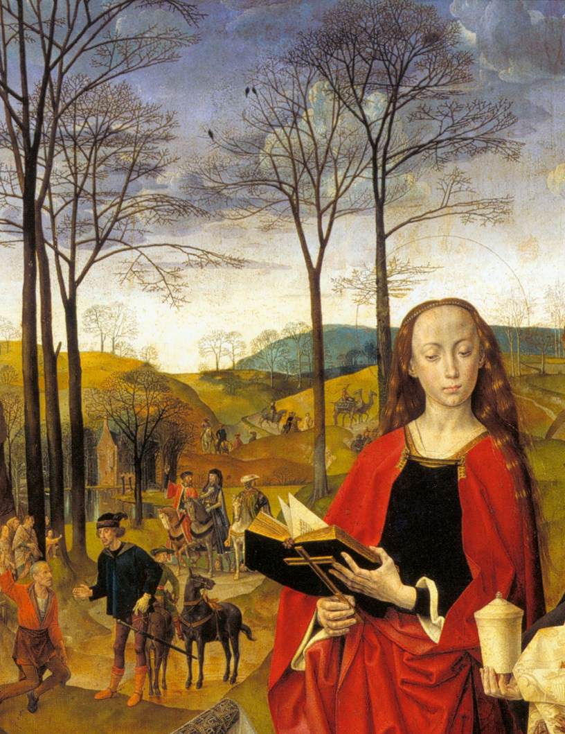 Sts Margaret and Mary Magdalene with Maria Portinari (detail) by GOES, Hugo van der