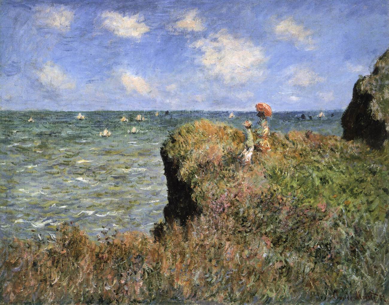 Clifftop Walk at Pourville by MONET, Claude