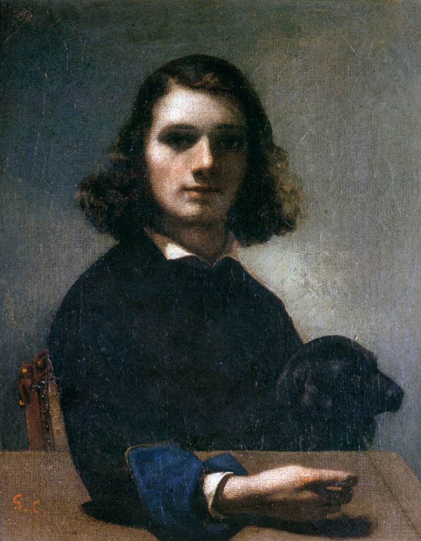 Self-Portrait (Courbet with Black Dog) by