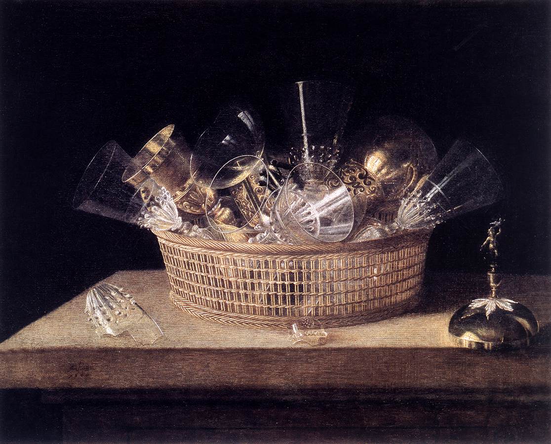 Still-Life of Glasses in a Basket by