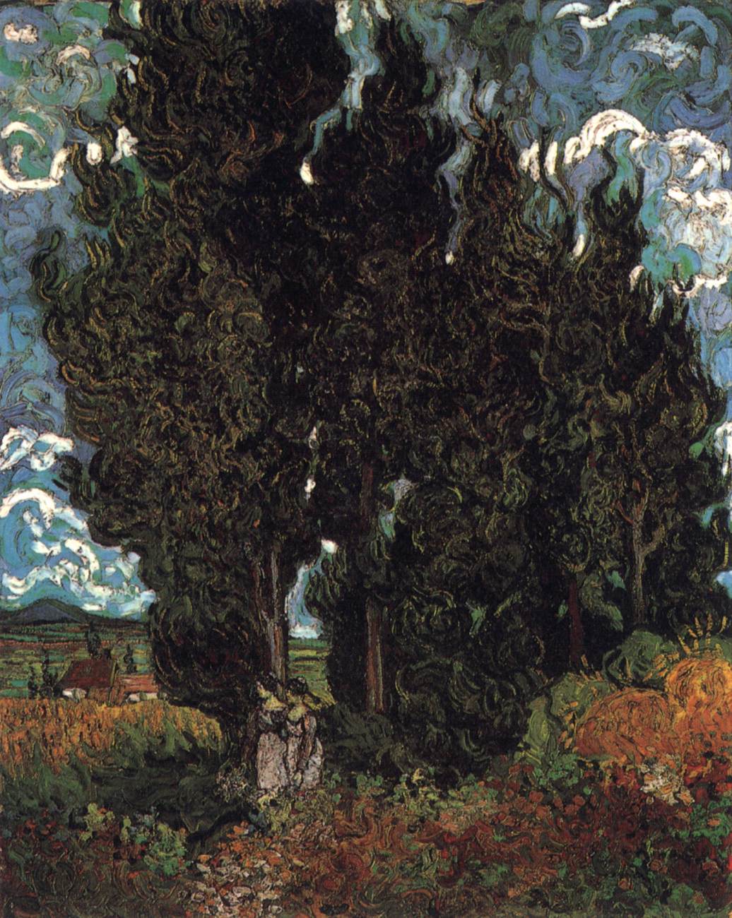 Cypresses with Two Female Figures by