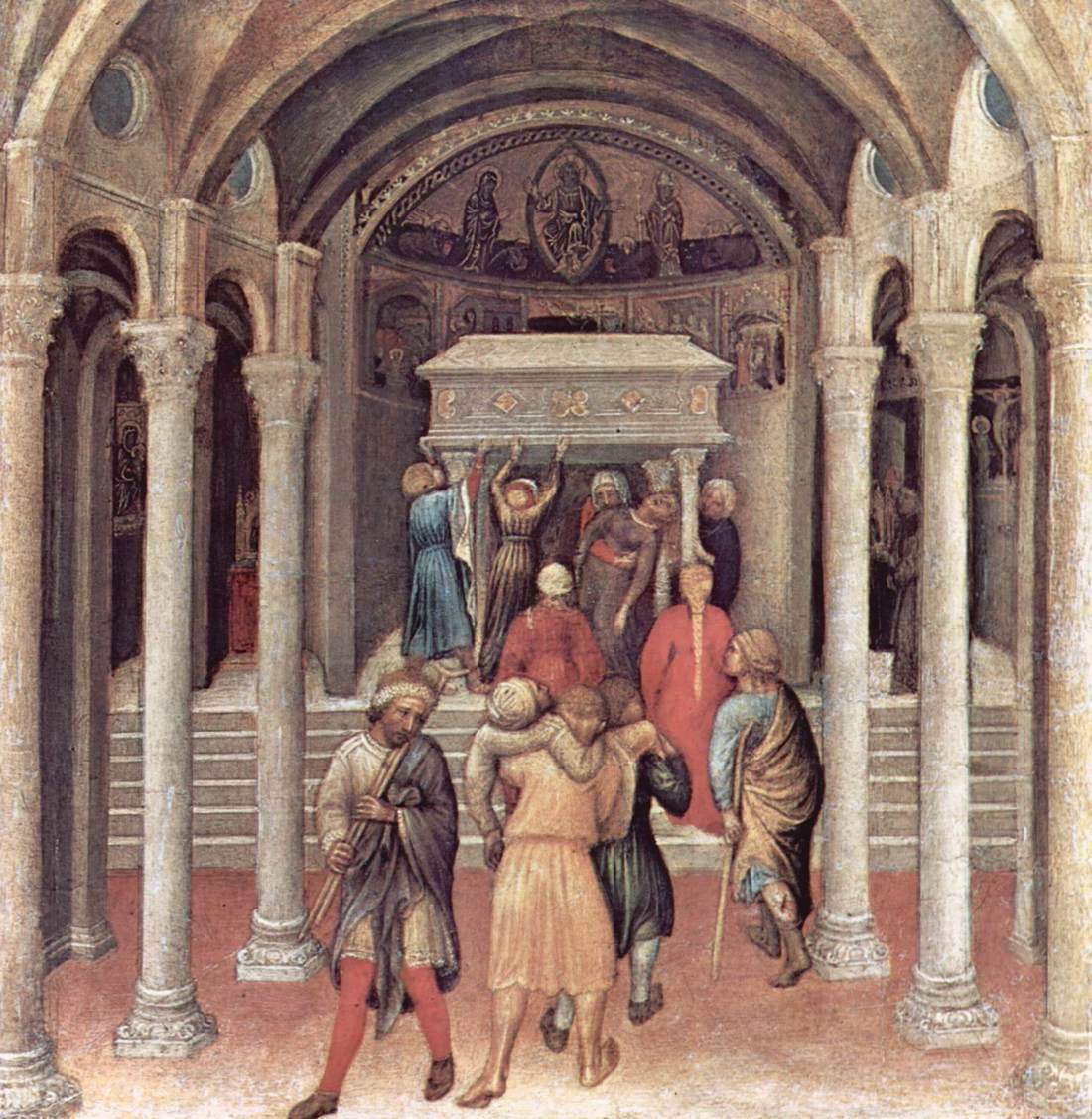 Quaratesi Polyptych: Miracle of the Pilgrims at St Nicholas's Tomb by GENTILE DA FABRIANO