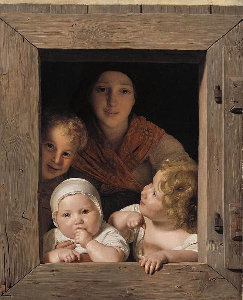 Young Peasant Woman with Three Children at the Window by