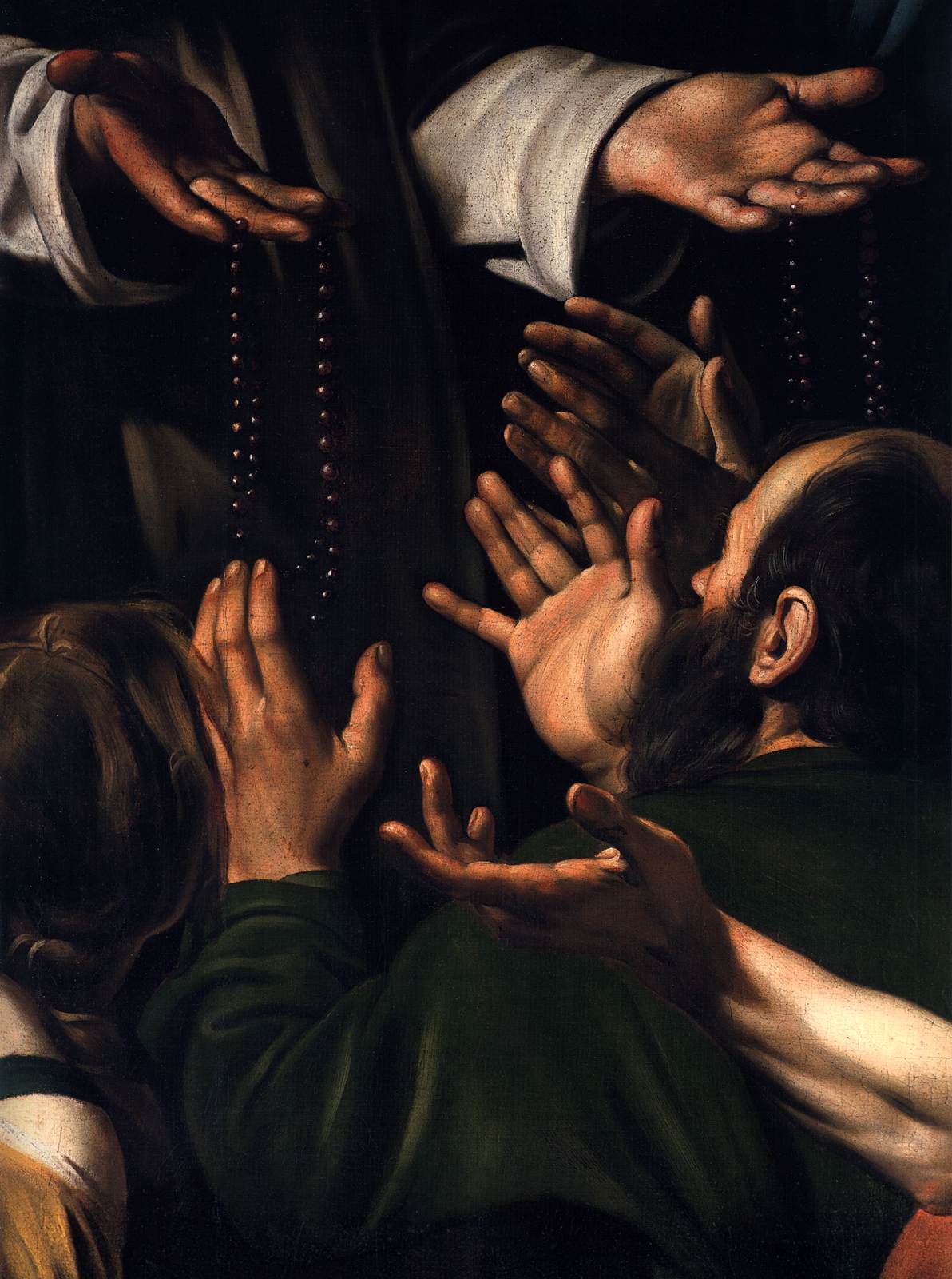 Madonna del Rosario (detail) by CARAVAGGIO