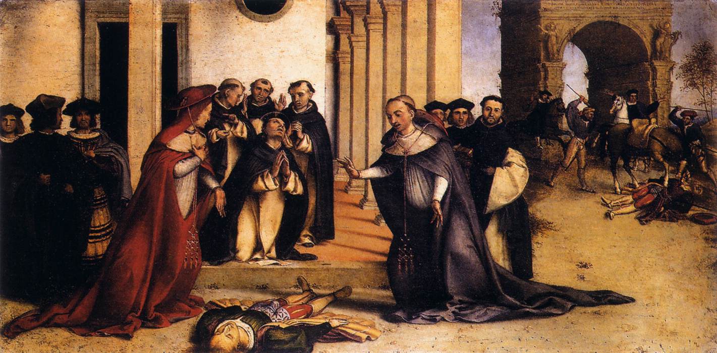 St Dominic Raises Napoleone Orsini by LOTTO, Lorenzo