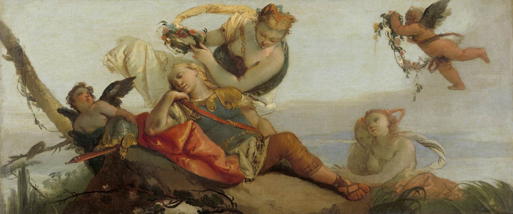 The Sleeping Rinaldo Crowned with Flowers by Armida by ZUGNO, Francesco