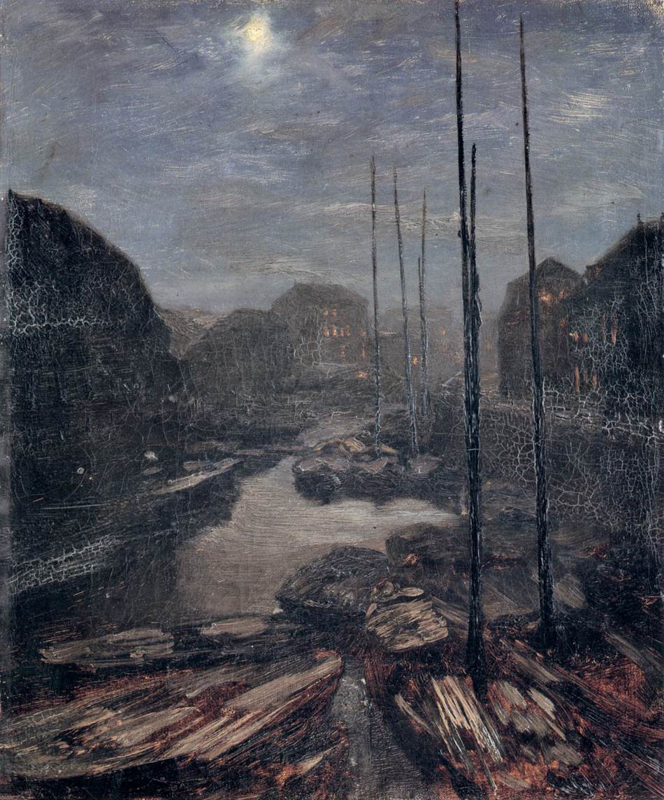 Moonlight on the Friedrichskanal in Old Berlin by MENZEL, Adolph von