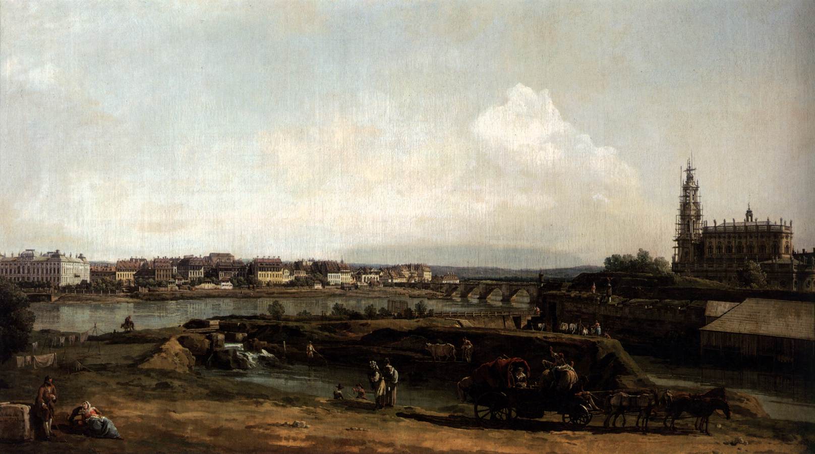 Dresden from the Left Bank of the Elbe, below the Fortifications by BELLOTTO, Bernardo