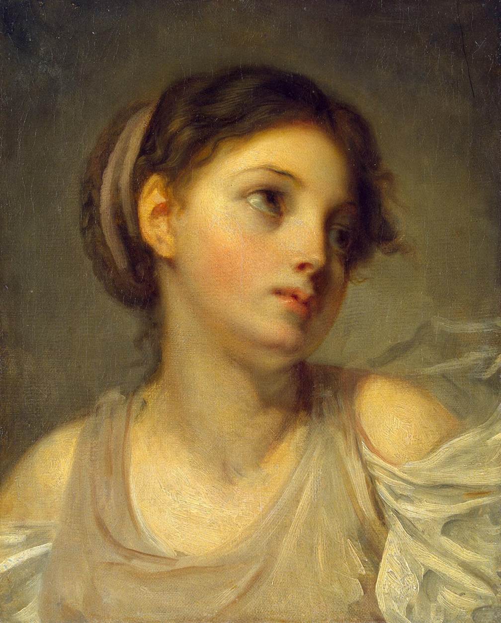 Young Girl in a Lilac Tunic by GREUZE, Jean-Baptiste