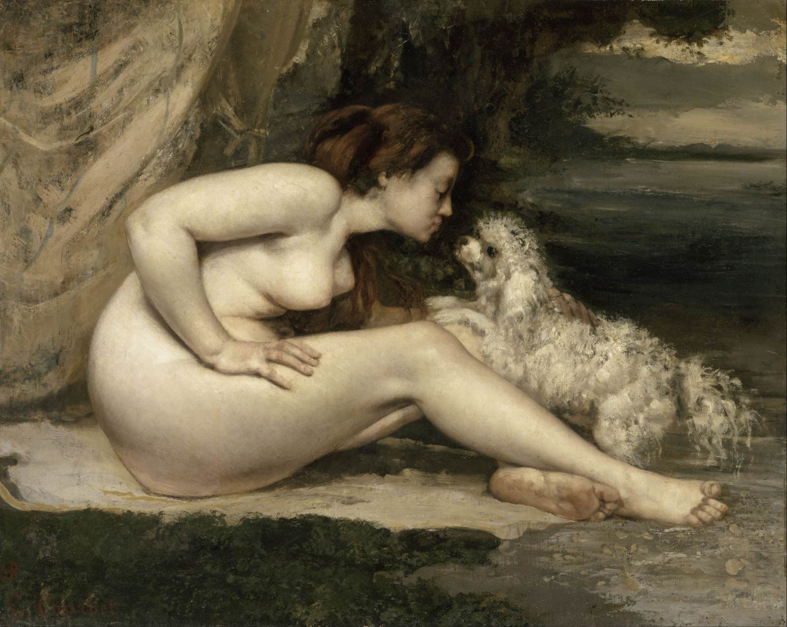 Nude Woman with Dog by