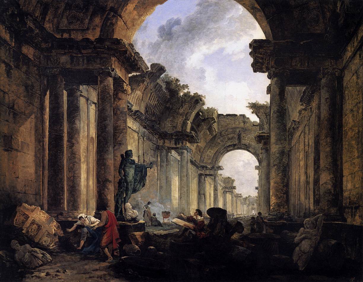 Imaginary View of the Grande Galerie in the Louvre in Ruins by ROBERT, Hubert