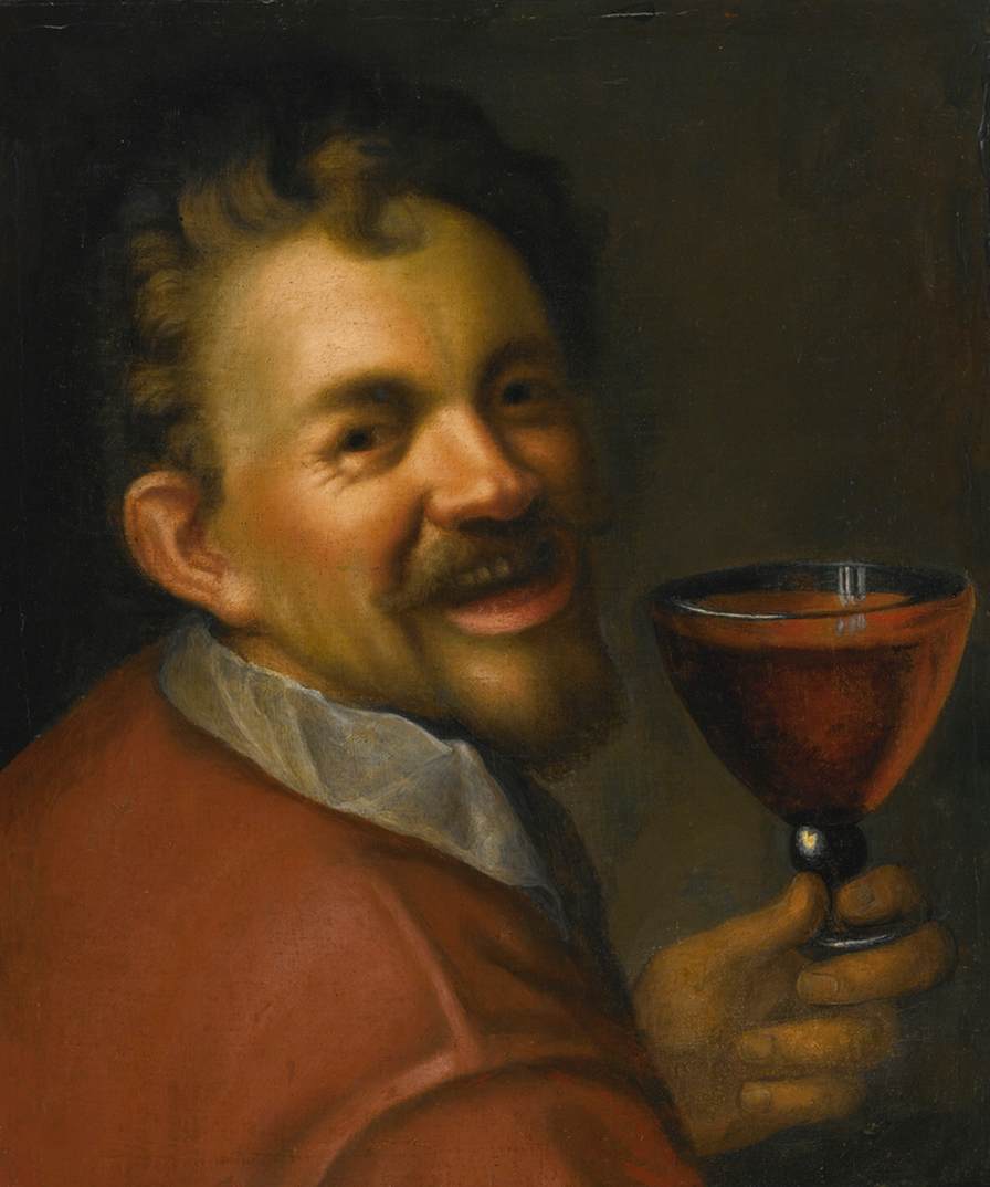 Self-Portrait with a Glass of Wine by AACHEN, Hans von