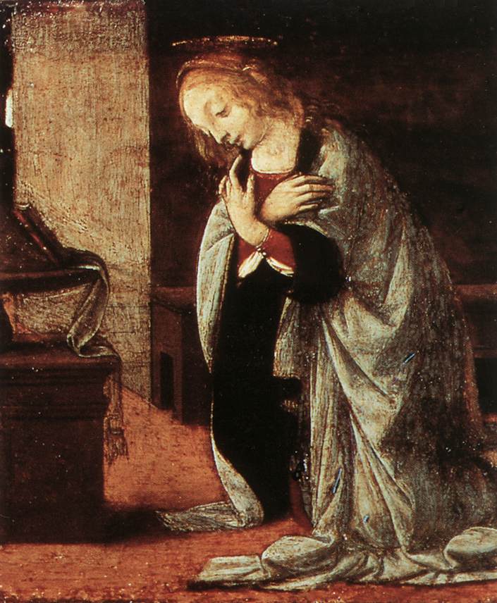 Annunciation (detail) by LEONARDO da Vinci