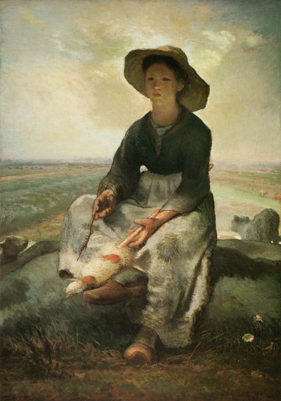 Young Shepherdess by MILLET, Jean-François