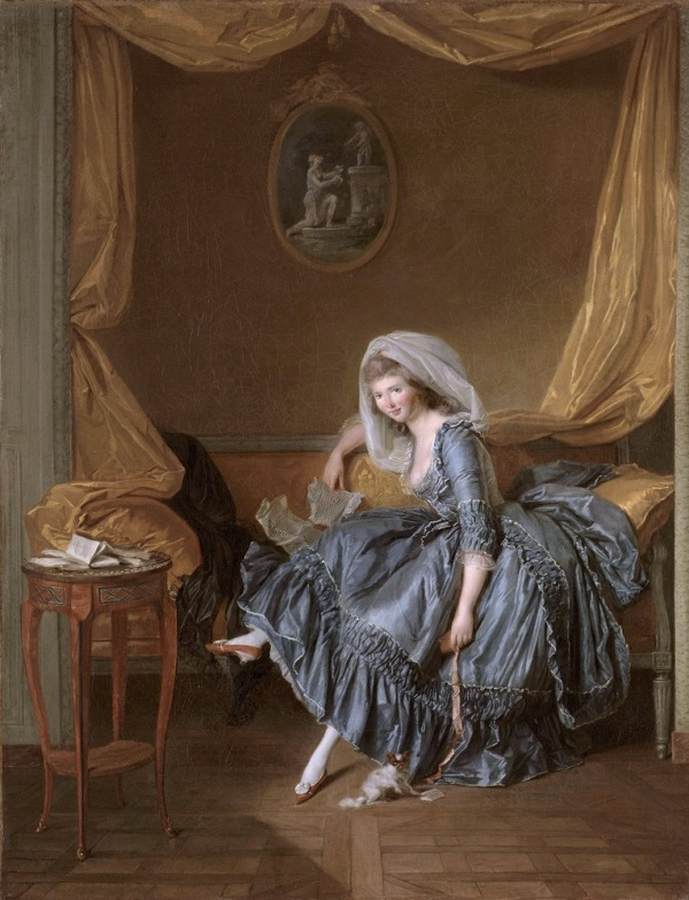 Young Woman Holding Her Correspondence in Her Boudoir by TRINQUESSE, Louis-Rolland