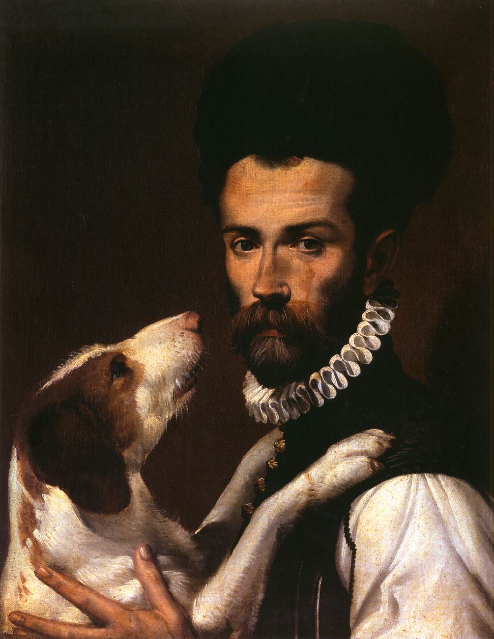 Portrait of a Man with a Dog (detail) by PASSEROTTI, Bartolomeo