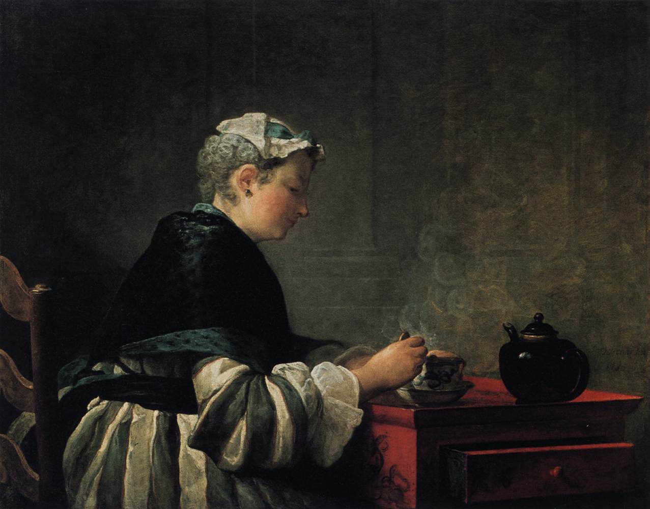 Woman Taking Tea by CHARDIN, Jean-Baptiste-Siméon