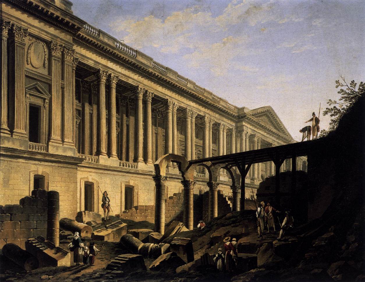 Clearing the Area in front of the Louvre Colonnade by MACHY, Pierre-Antoine de