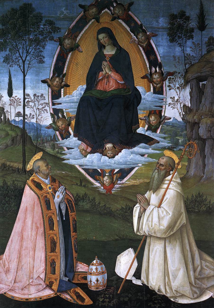 The Ascended Virgin with Sts Gregory the Great and Benedict by PINTURICCHIO