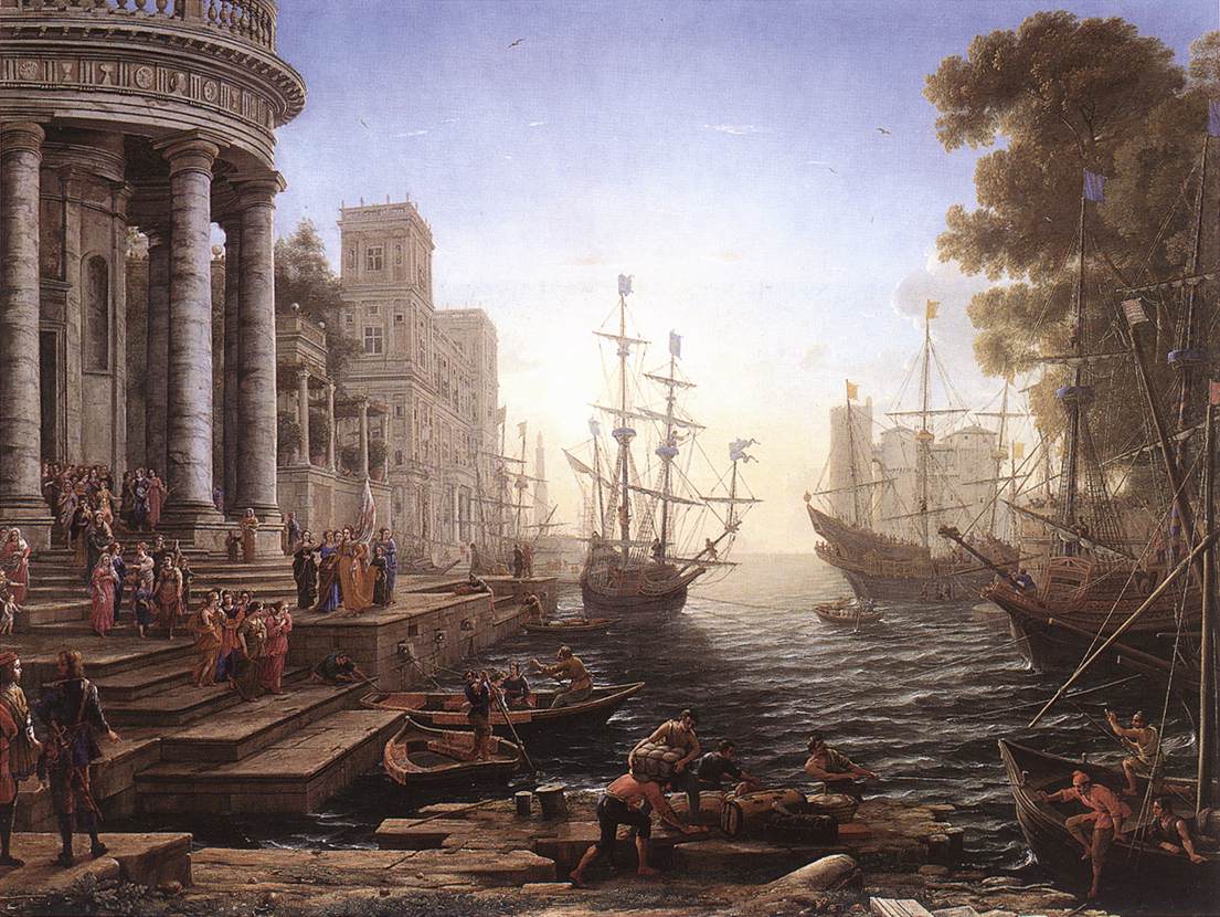 Port Scene with the Embarkation of St Ursula by CLAUDE LORRAIN