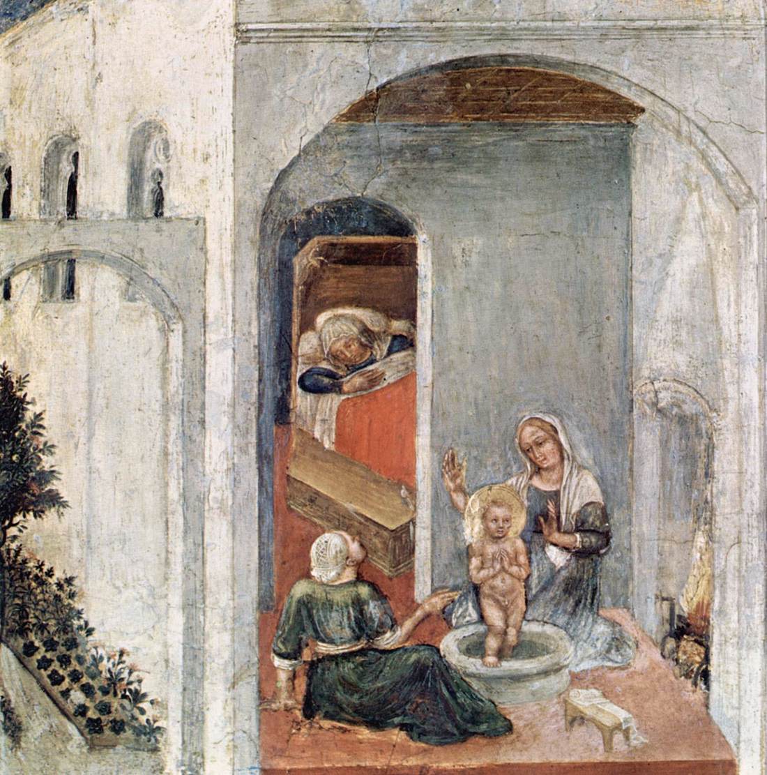 Quaratesi Polyptych: The Birth of St Nicholas by GENTILE DA FABRIANO