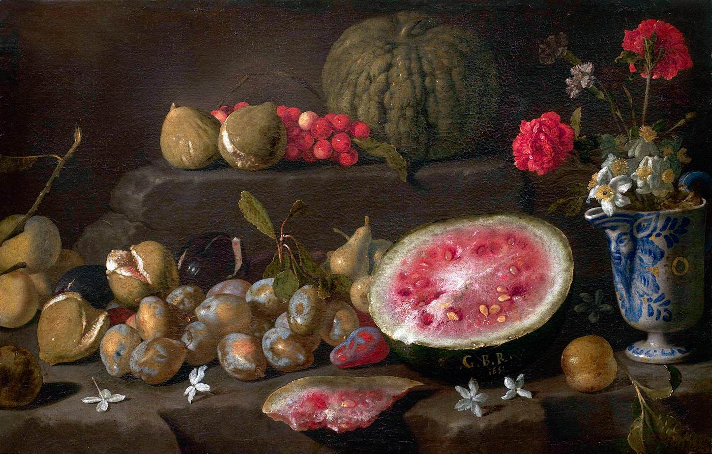 Still-Life with Fruit and a Vase of Flowers by RUOPPOLO, Giovanni Battista