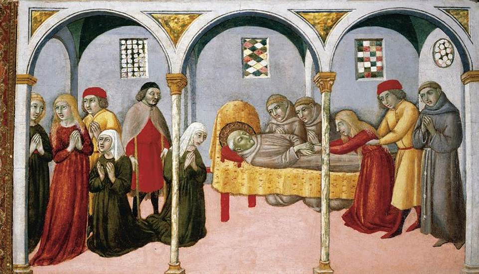 Donna Perna Being Cured on Approaching St Bernardino's Body by SANO di Pietro