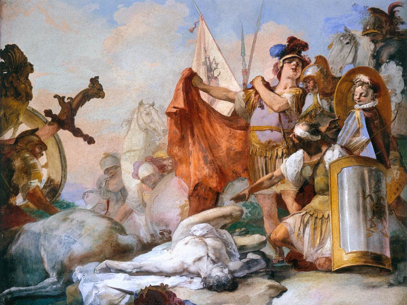 Alexander before the Corpse of Darius by CROSATO, Giovanni Battista