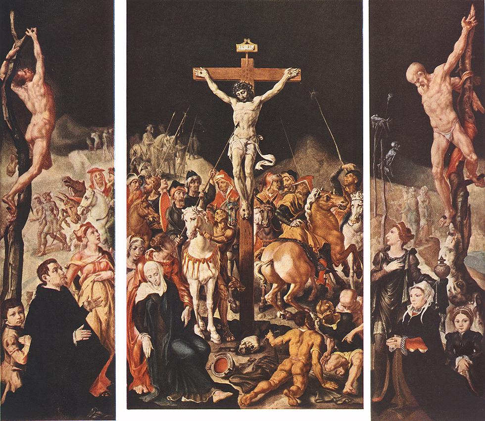 Crucifixion (Triptych) by HEEMSKERCK, Maerten van