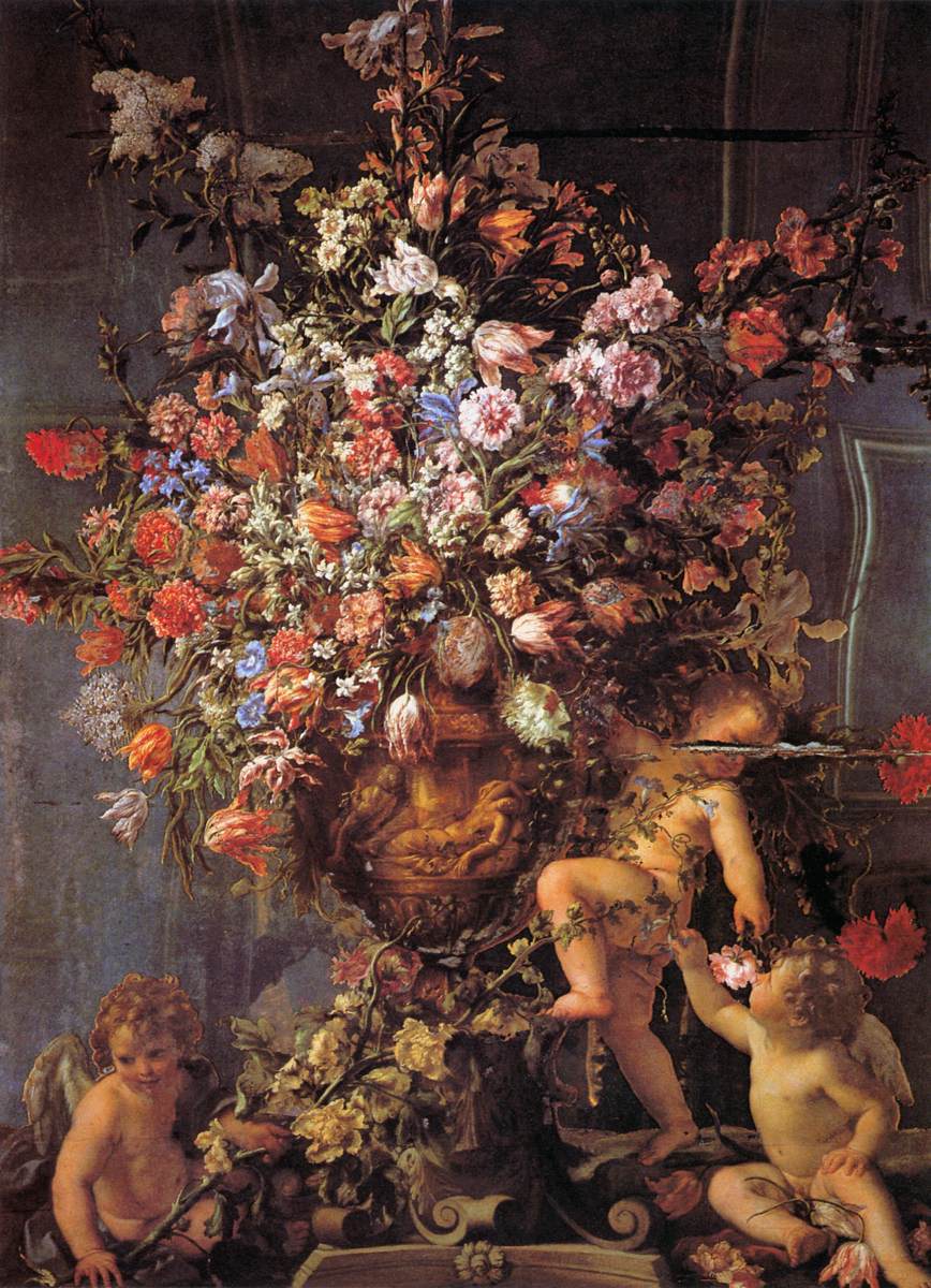 Mirror with Three Putti by MARIO DEI FIORI