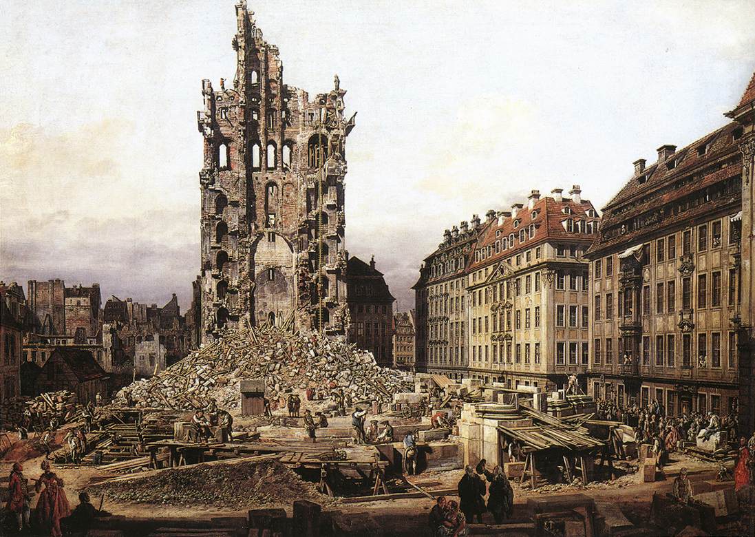 The Ruins of the Old Kreuzkirche in Dresden by