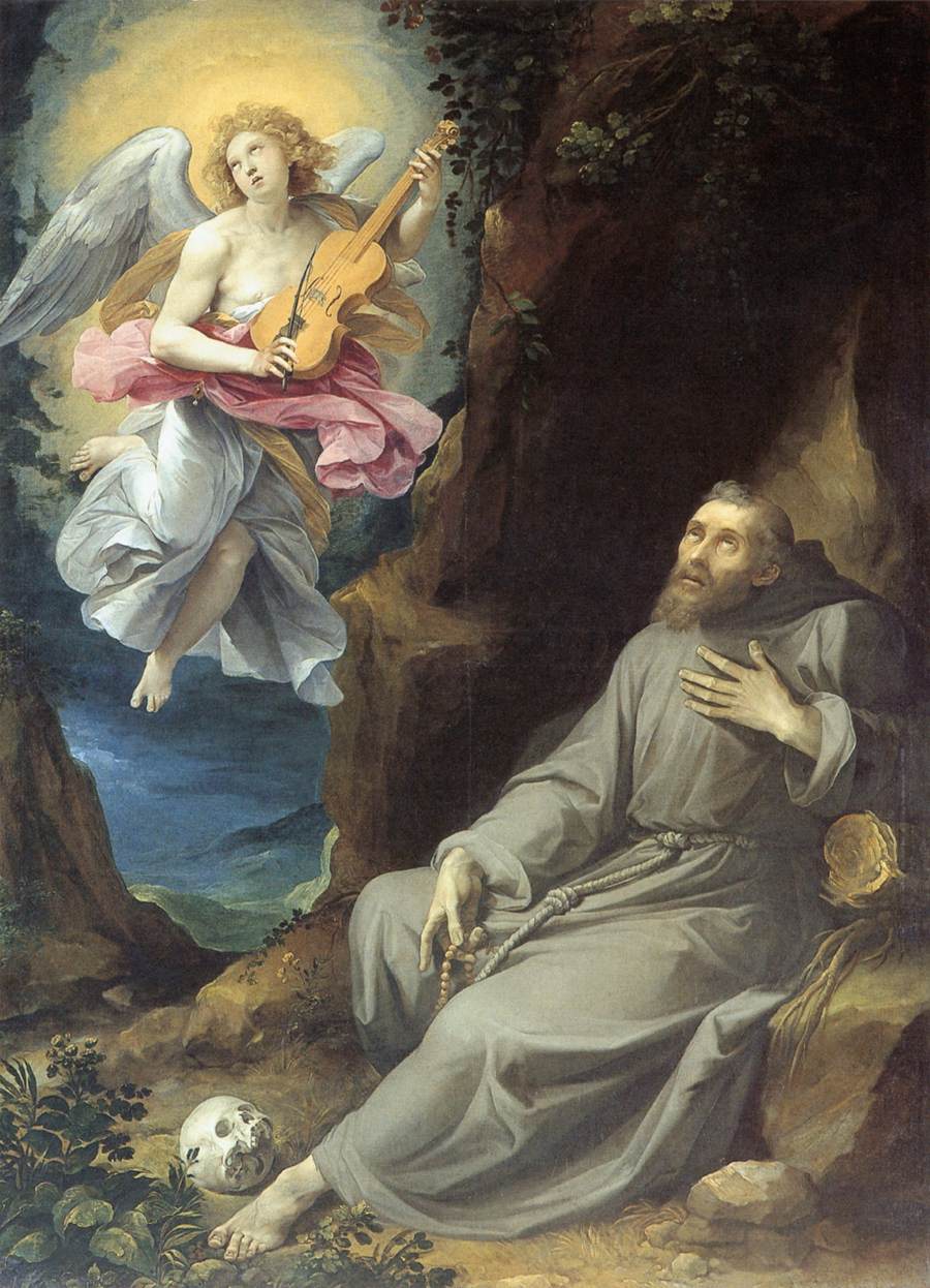 St Francis Consoled by an Angel by CESARI, Giuseppe