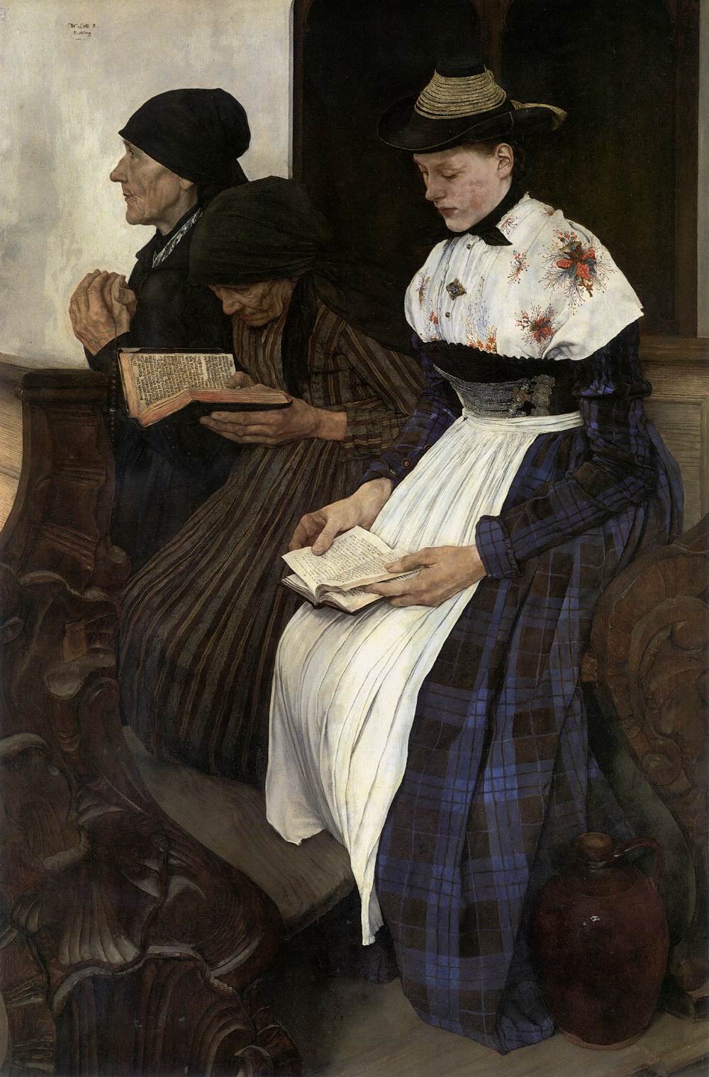 Three Women in the Church by LEIBL, Wilhelm