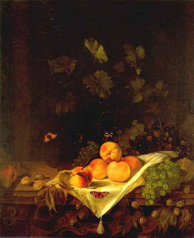 Still-life with Peaches and Grapes by