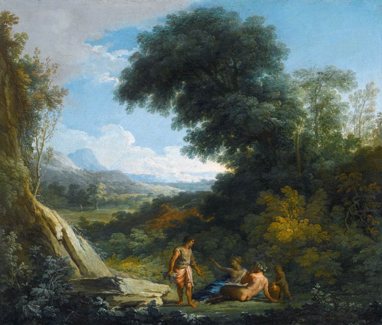 A Faun and a Nymph Reclining in a Landscape by