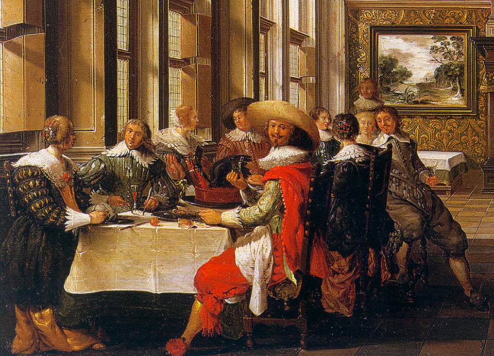 Distinguished Dinner Company in an Interior (detail) by