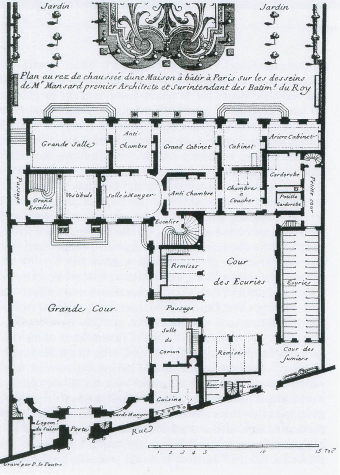 Plan of a house by HARDOUIN-MANSART, Jules