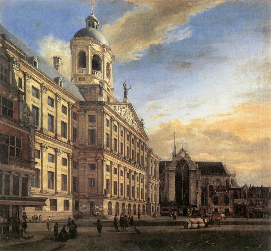 Amsterdam, Dam Square with the Town Hall and the Nieuwe Kerk by HEYDEN, Jan van der