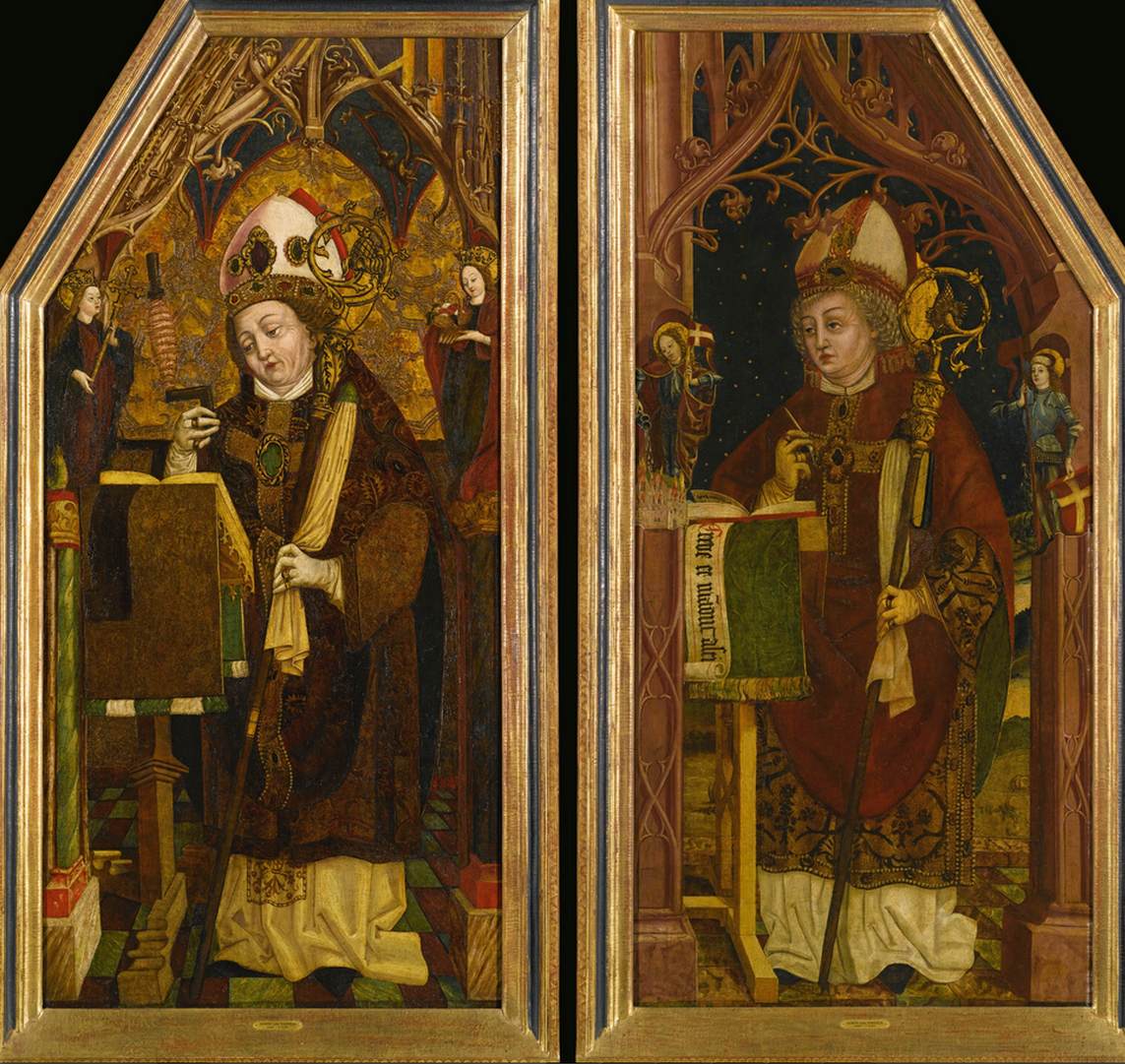 St Ambrose with St Florian and St George; St Erasmus with St Margaret and St Dorothy by SIMON VON TAISTEN