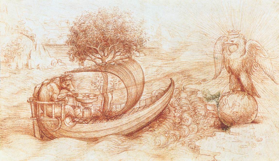 Allegory with wolf and eagle by LEONARDO da Vinci