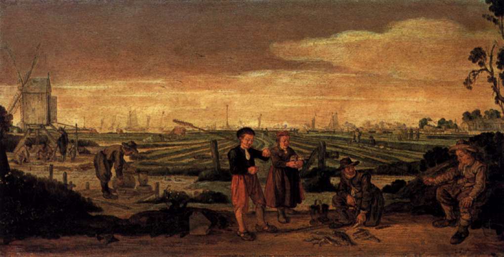 Fishermen and Farmers in a Landscape by