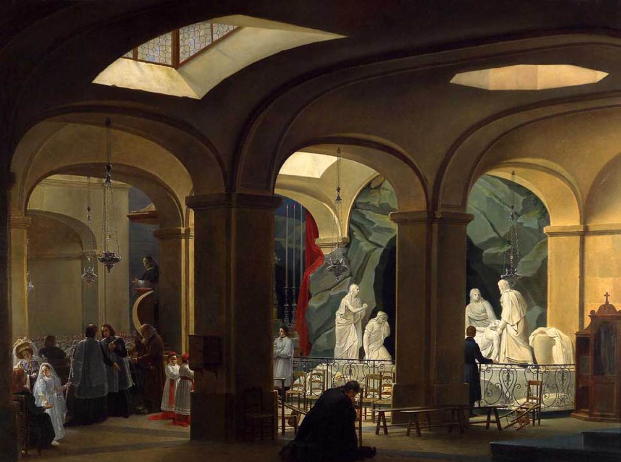 First Communion in the Interior of the Crypt of the Church of St Roch, Paris by BOUTON, Charles-Marie