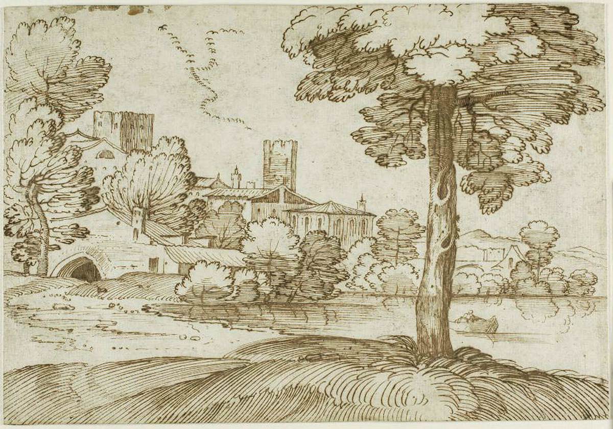 Landscape by GRIMALDI, Giovanni Francesco