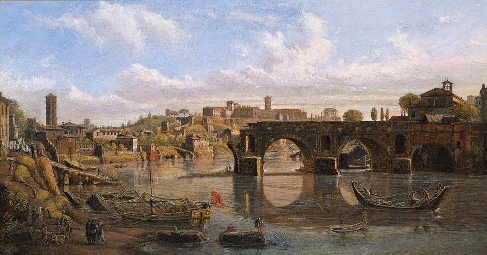 Rome: View of the River Tiber with the Ponte Rotto and the Aventine Hill by WITTEL, Caspar Andriaans van