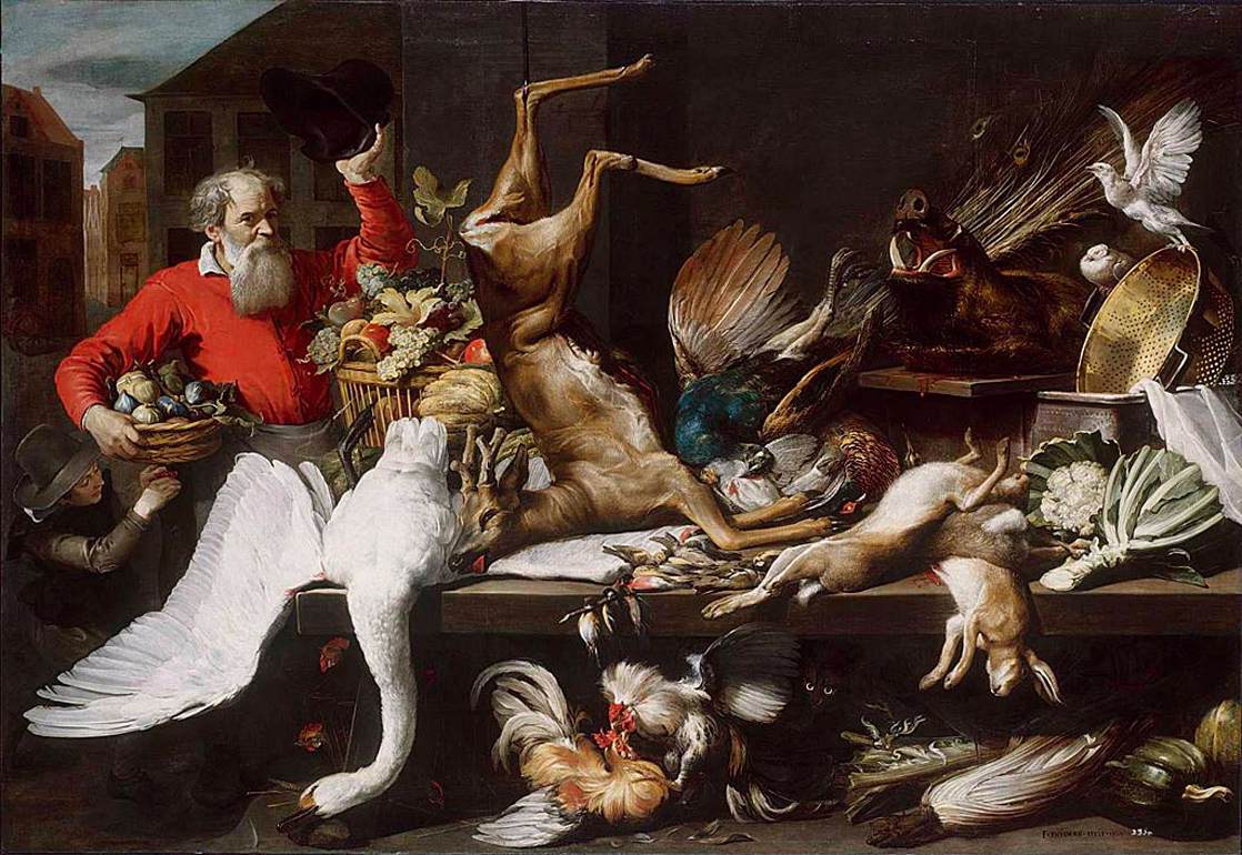 Still-Life with Dead Game, Fruits, and Vegetables in a Market by