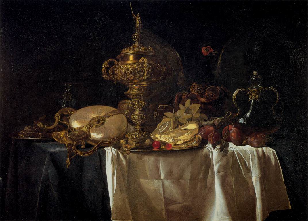 Still-Life with Fruit, Parrot, and Nautilus Pitcher by AELST, Willem van