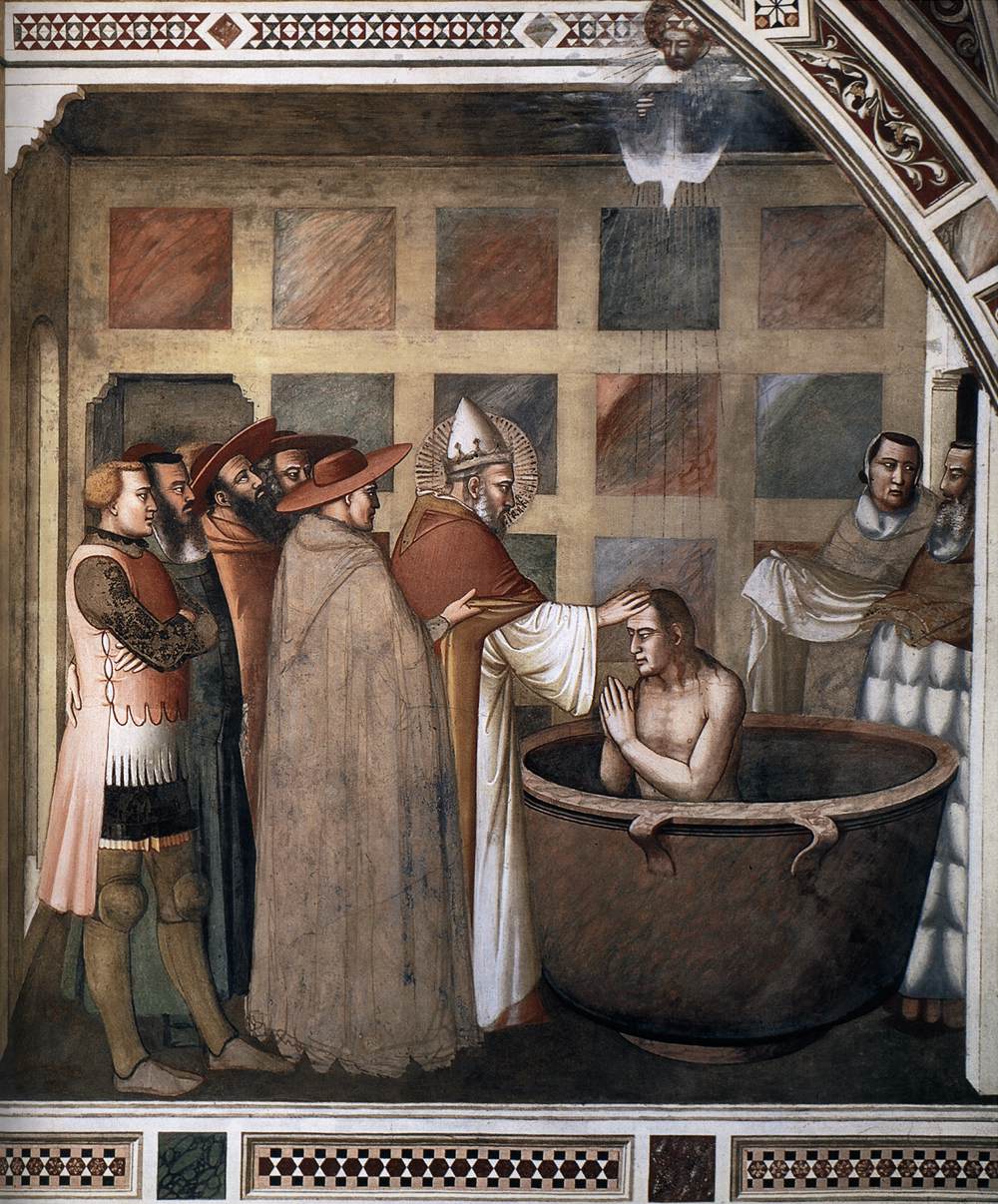 Pope Sylvester Baptizes Emperor Constantine byMASO DI BANCO