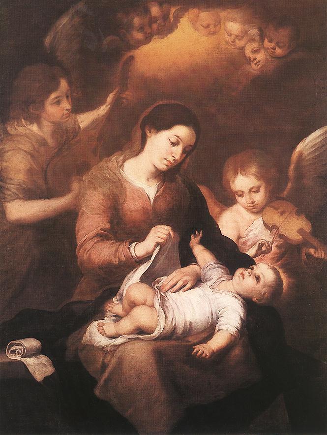 Mary and Child with Angels Playing Music by MURILLO, Bartolomé Esteban