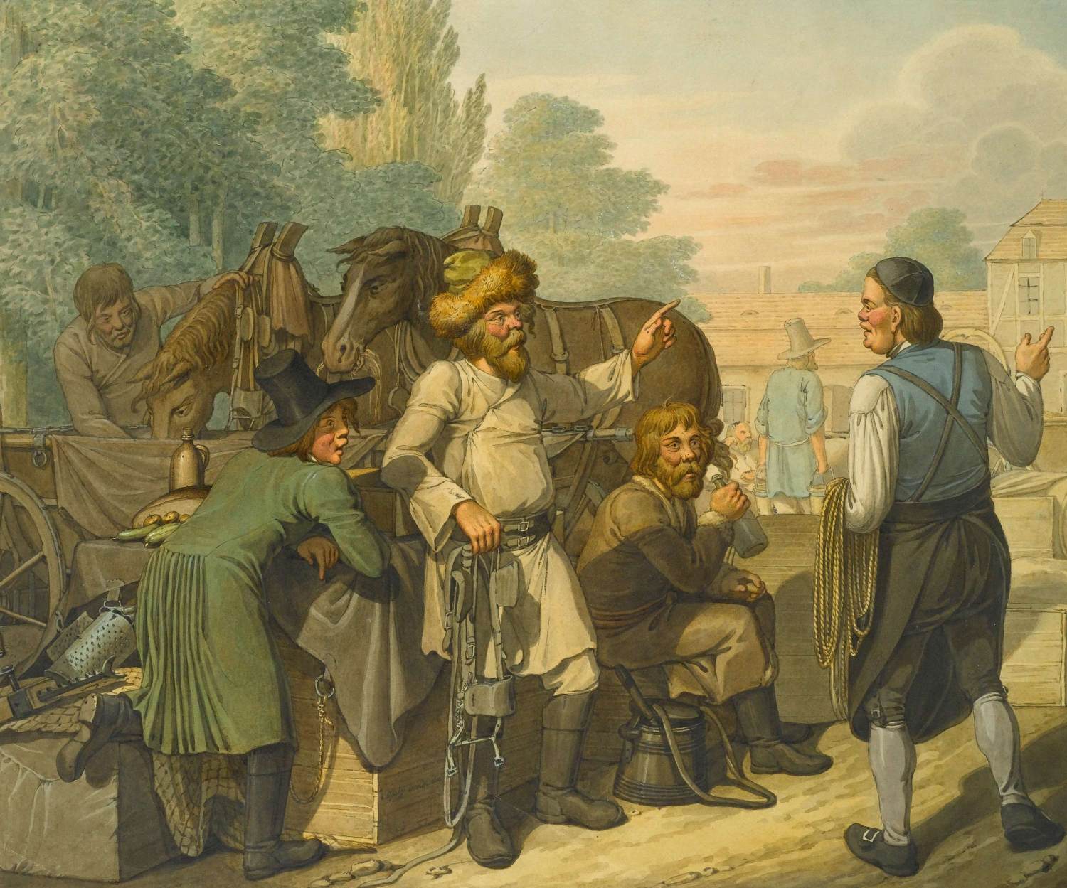 Tending to the Horses by OPITZ, Georg Emanuel