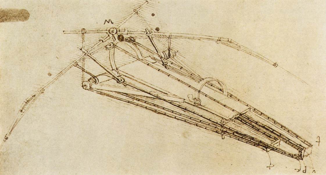 Drawing of a flying machine by